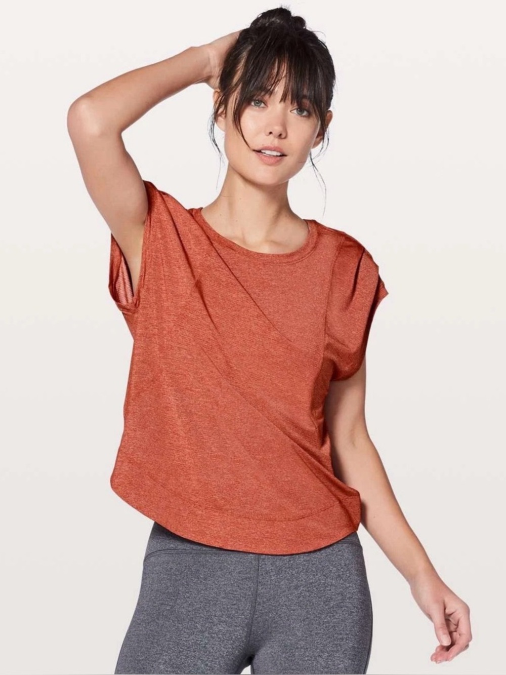 Lululemon Gait Keeper Short Sleeve Top Size 6 Heathered Bonfire Silverescent